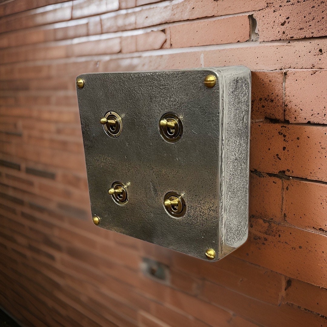 4 Gang 2 Way Solid Cast Metal Conduit Light Switch Industrial - BS EN Approved Vintage Crabtree 1950’s Style