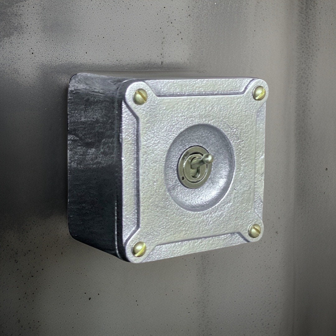 XL Single Gang Solid Cast Metal Conduit Light Switch Industrial 2 Way - BS EN Approved Vintage Crabtree 1950’s Style