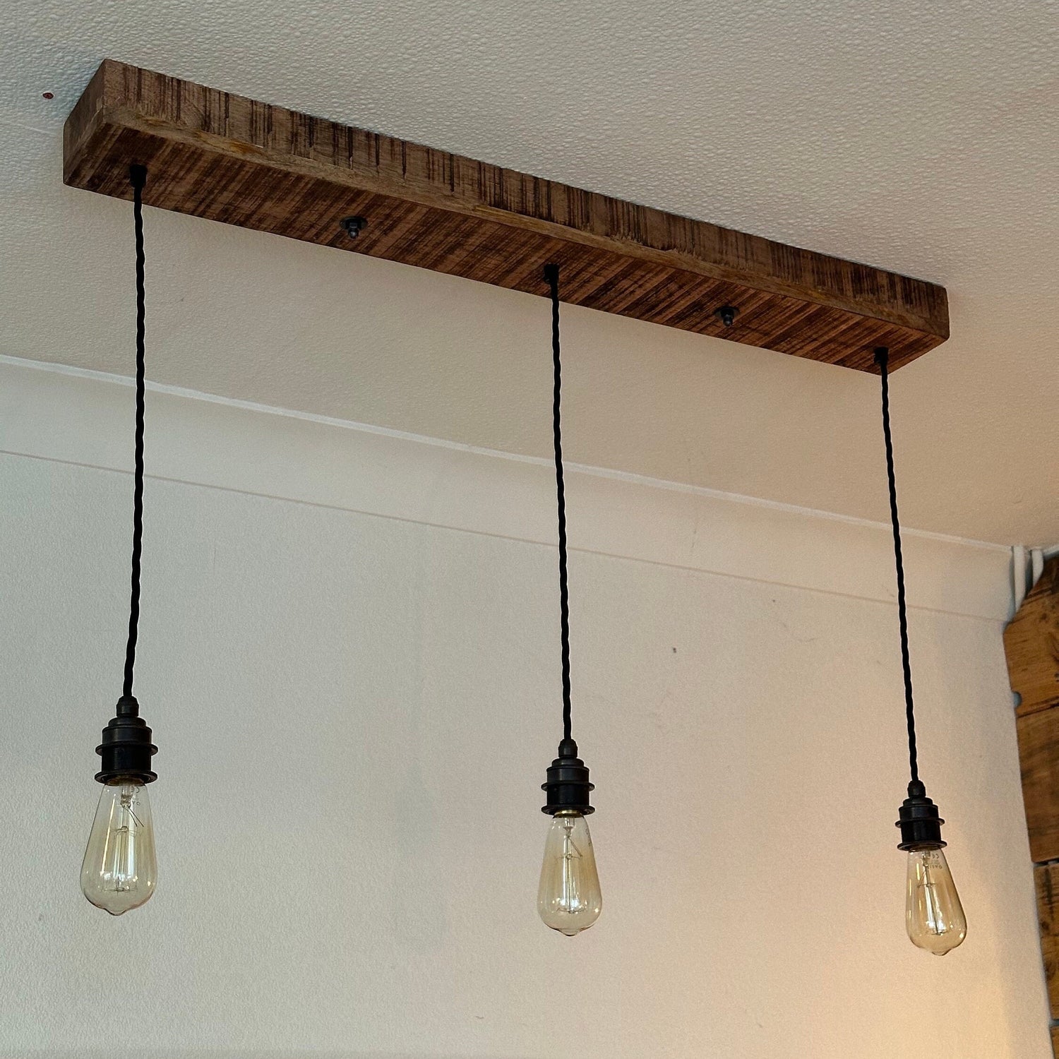 Solid Mango Wooden Track Light Rectangular 3 Outlet Ceiling Rose Industrial