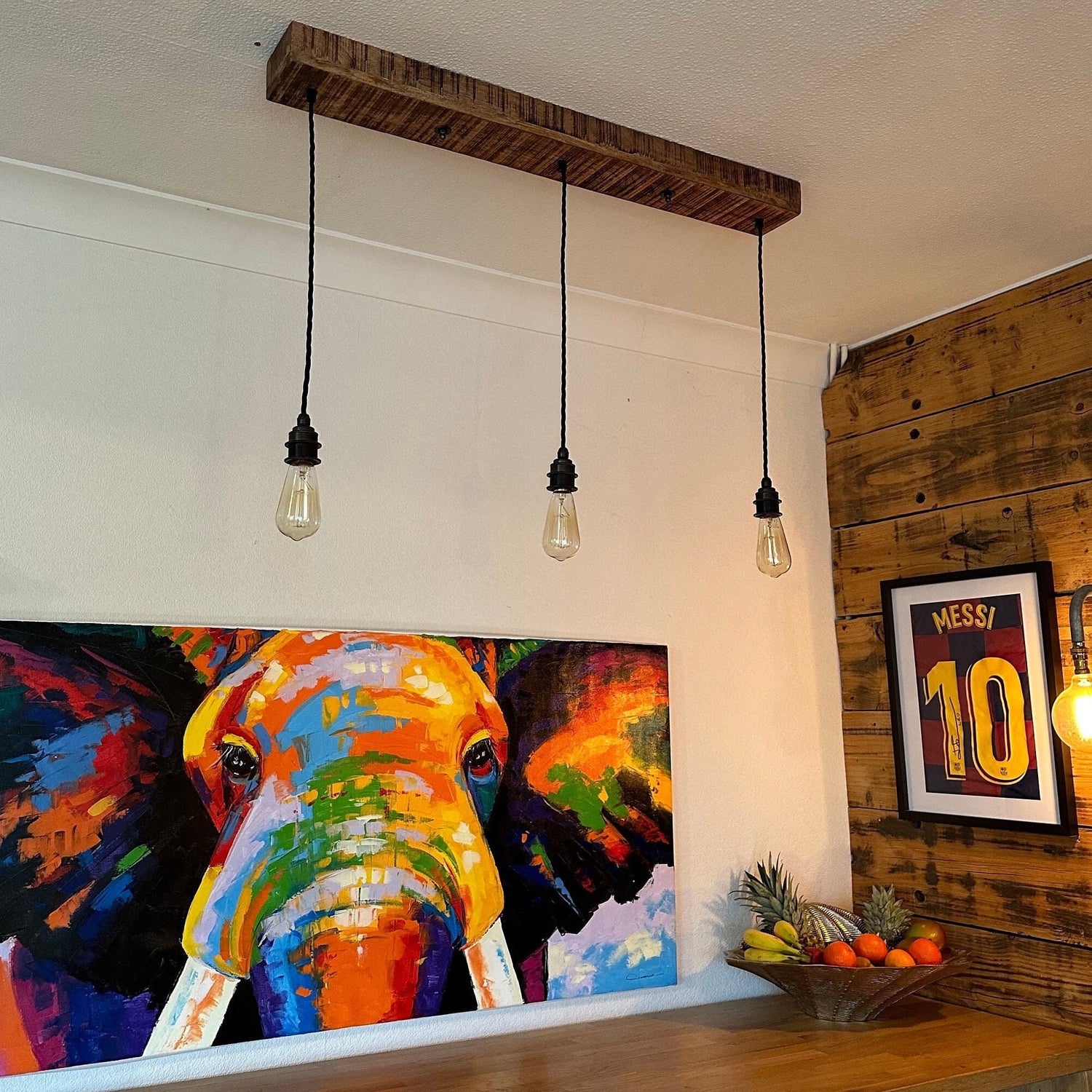 Solid Mango Wooden Track Light Rectangular 3 Outlet Ceiling Rose Industrial