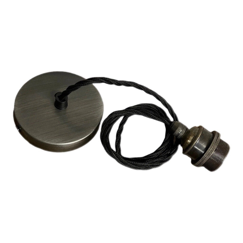 Cawston - Silver Solid Cast Aluminium Lampshade Pendant Set Light - 11 Inch