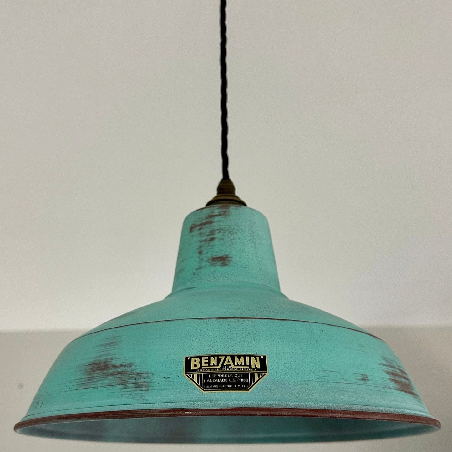 Filby ~ Copper Verdigris RLM Reflector Lampshade Pendant Ceiling Light ~ 12.5 Inch