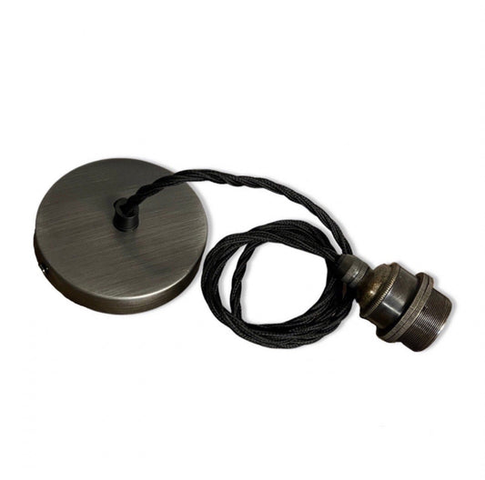 Solid Pewter Steal ~ Single Drop Pendant Set E27 | Ceiling Dining Room Light | Kitchen Table Hanging Light