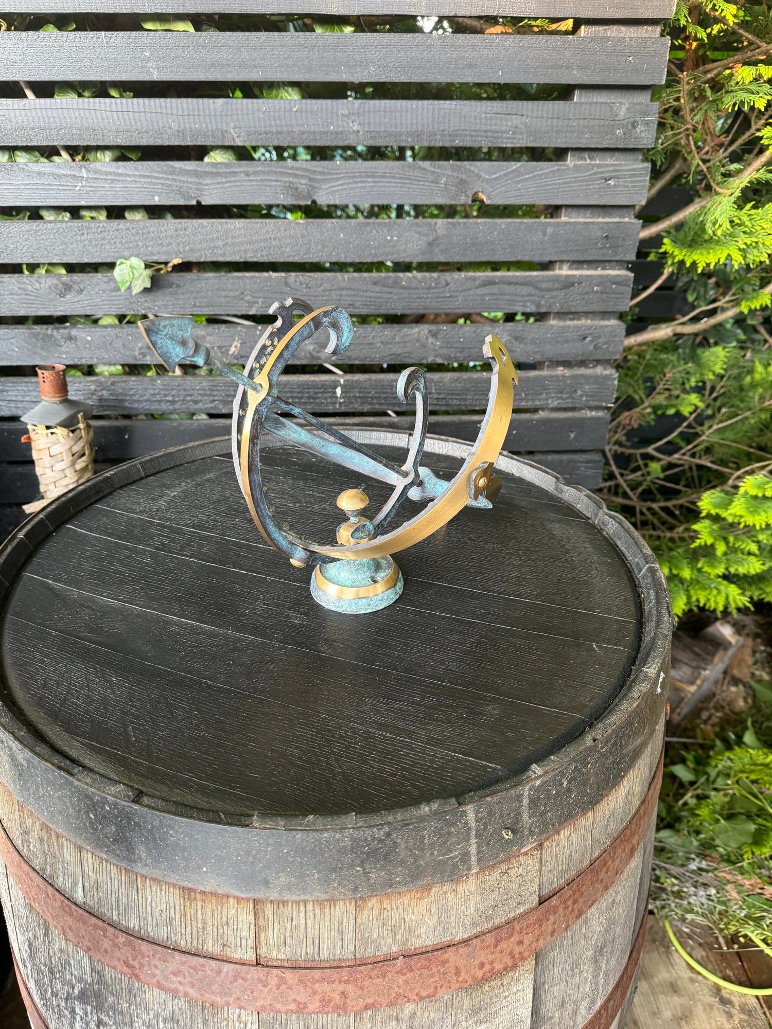 Armillary Small Sphere Sundial Solid Brass and Verdigris Patina Bronze Sculpture Sun Dial Watch Clock ~ Maxlume