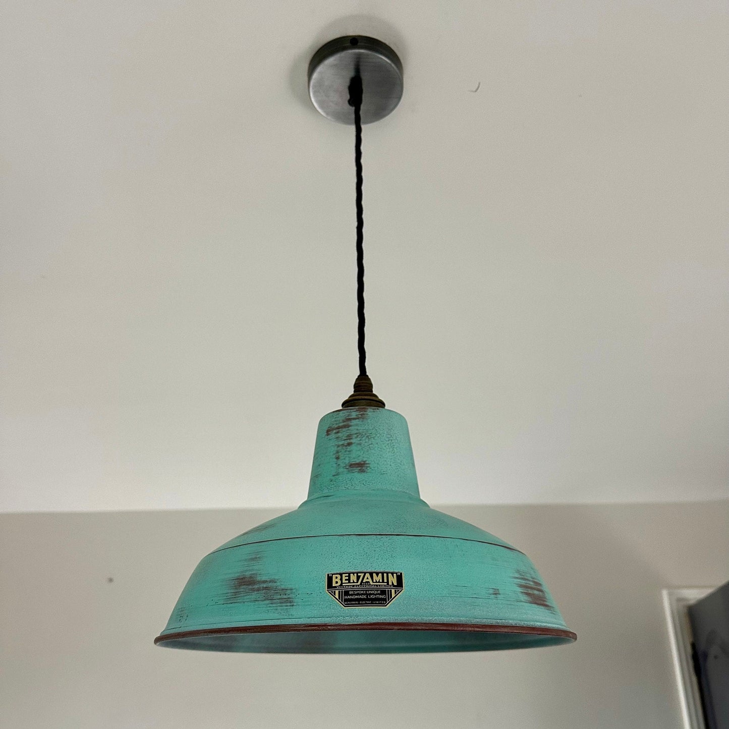 Filby ~ Copper Verdigris RLM Reflector Lampshade Pendant Ceiling Light ~ 12.5 Inch