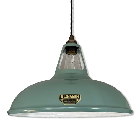 Cawston XL - Pistachio Green Lampshade Slotted Pendant Set Light *Worn* - 14 Inch