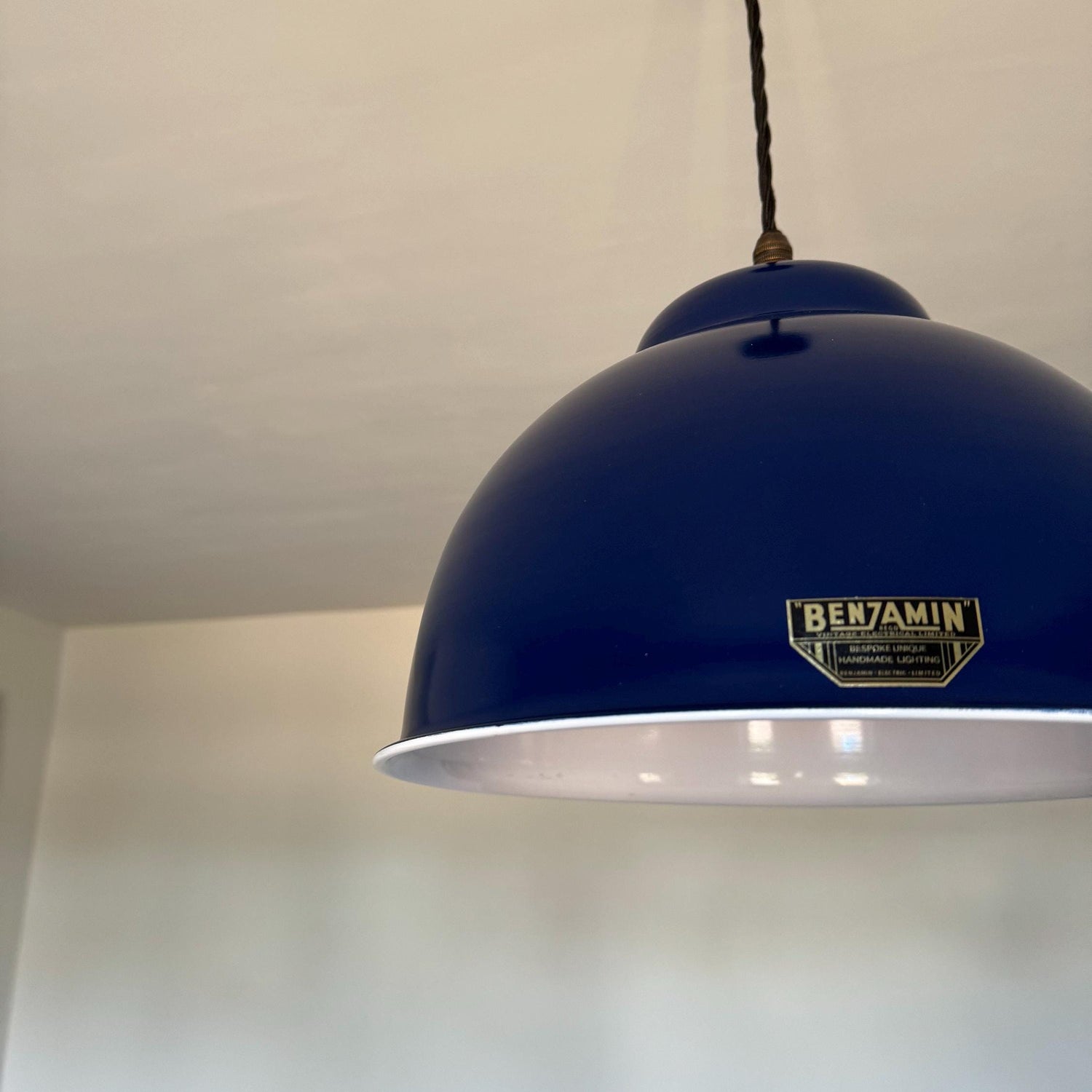 Morley XL ~ Royal Blue RLM Deep Dome Reflector Lampshade Pendant Set Light ~ 13 Inch