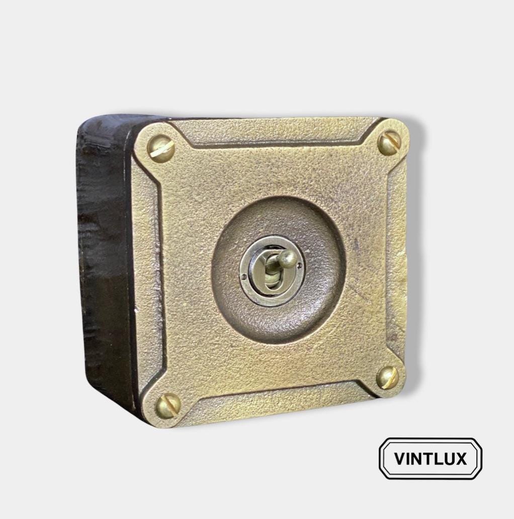 Single Gang Bronze Solid Cast Metal Conduit Light Switch Industrial 2 Way - BS EN Approved Vintage Crabtree 1950’s Style