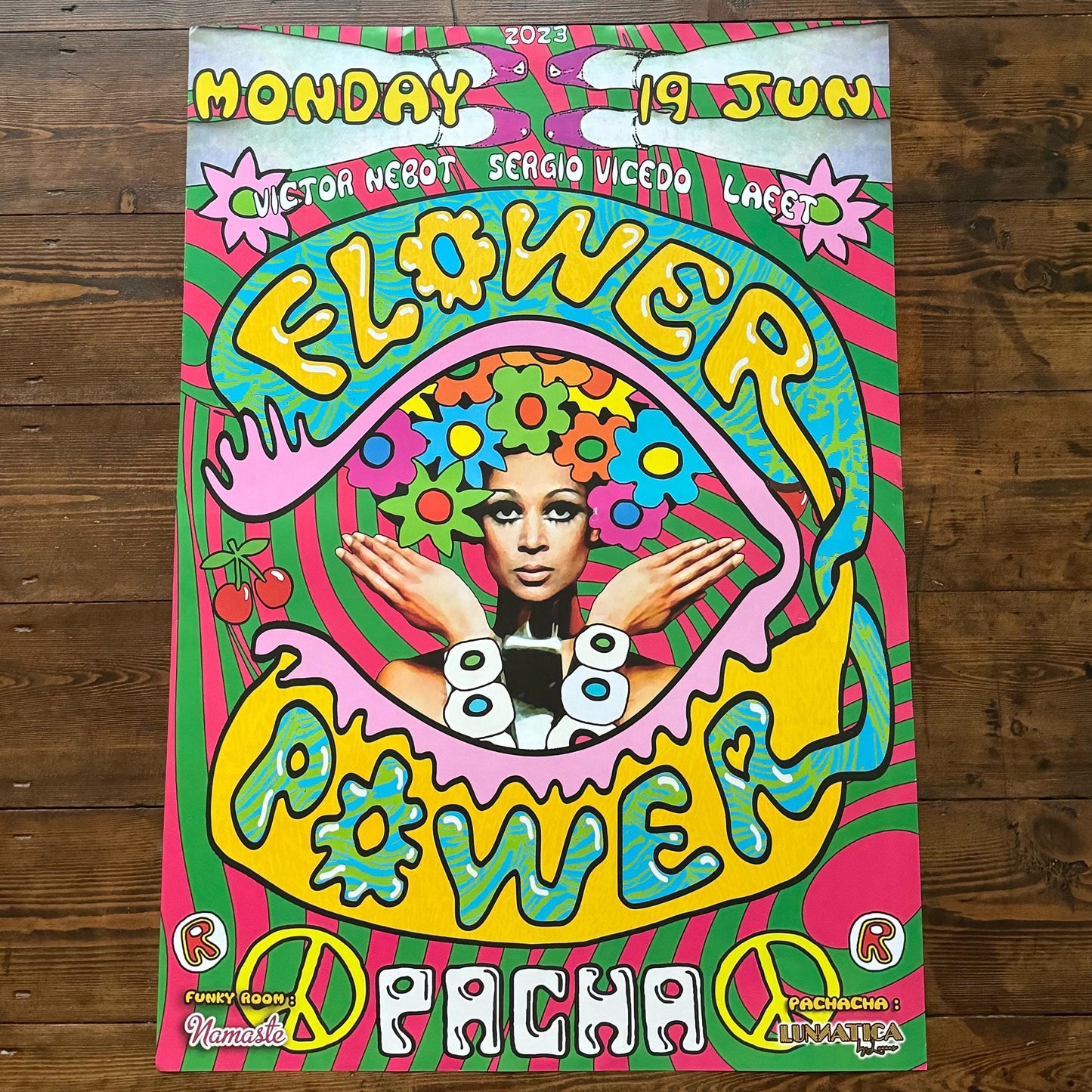 Flower Power ~ Genuine Pacha Ibiza Framed Dj Artwork | Luxury Black Frame
