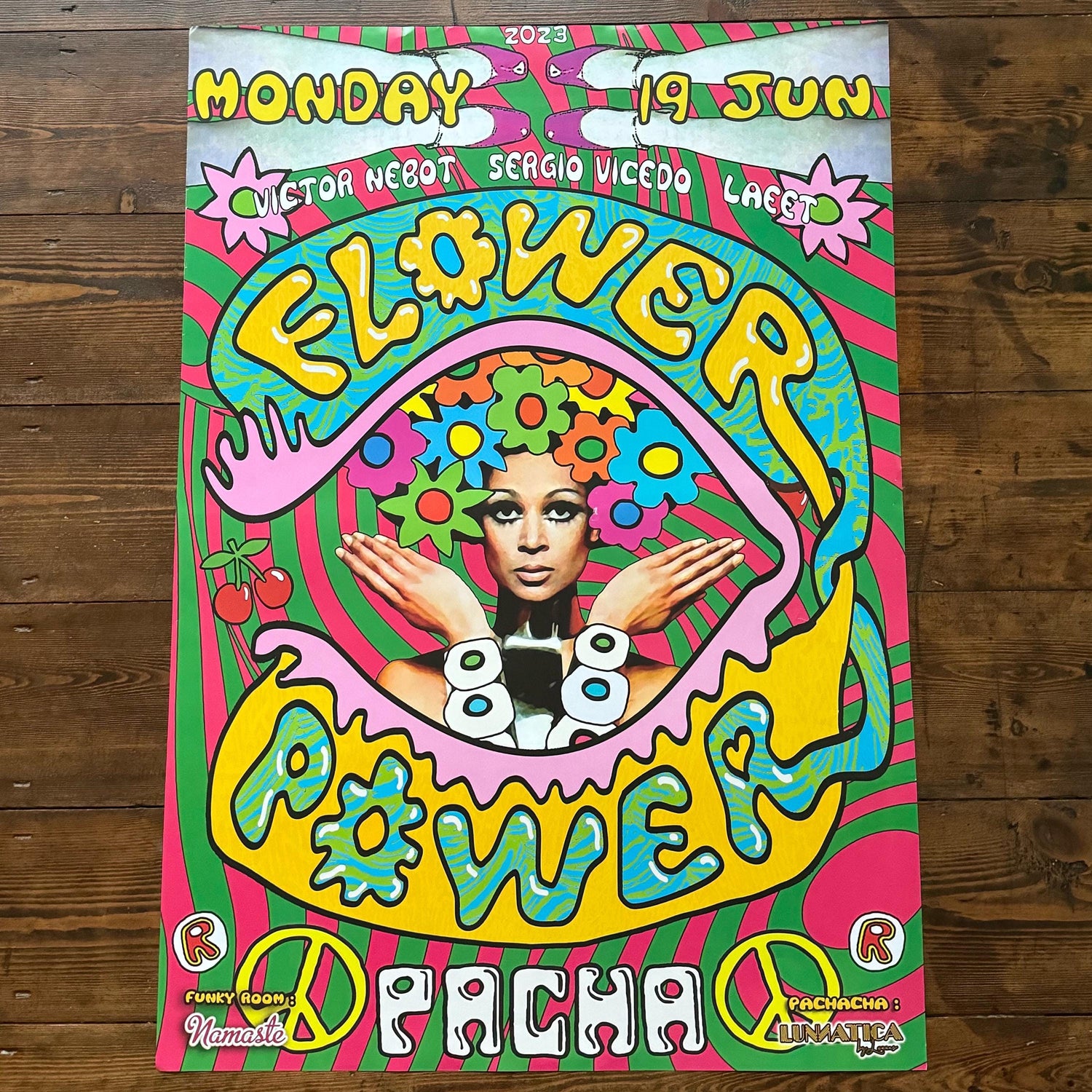 Flower Power ~ Genuine Pacha Ibiza Framed Dj Artwork | Luxury Black Frame