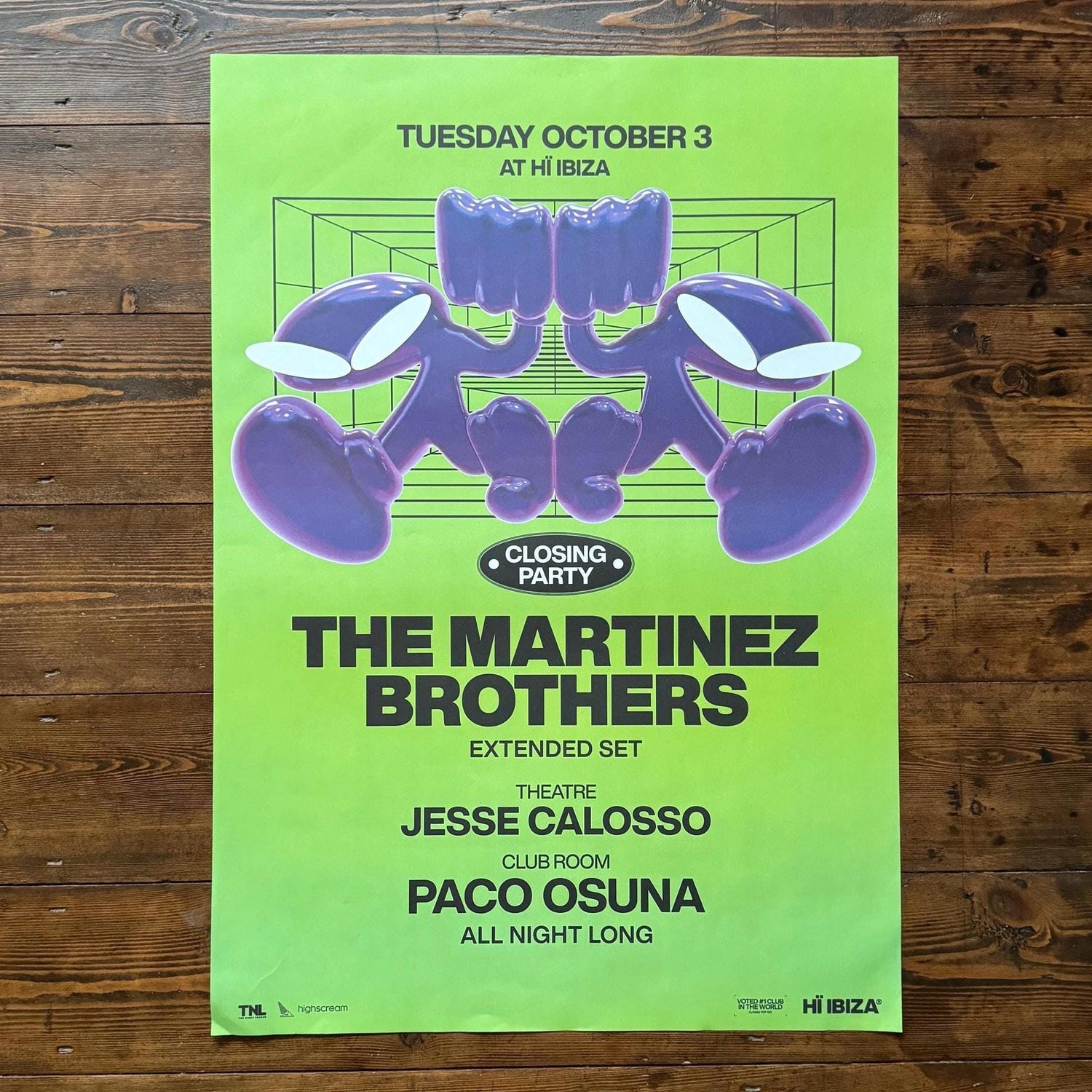 The Martinez Brothers Closing Party ~ Genuine Hi Ibiza Framed Dj Artwork | A3 Luxury Black Frame