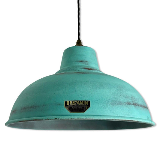 Salthouse XL - Verdigris Copper Patina Industrial Lampshade Light - 14.5 Inch