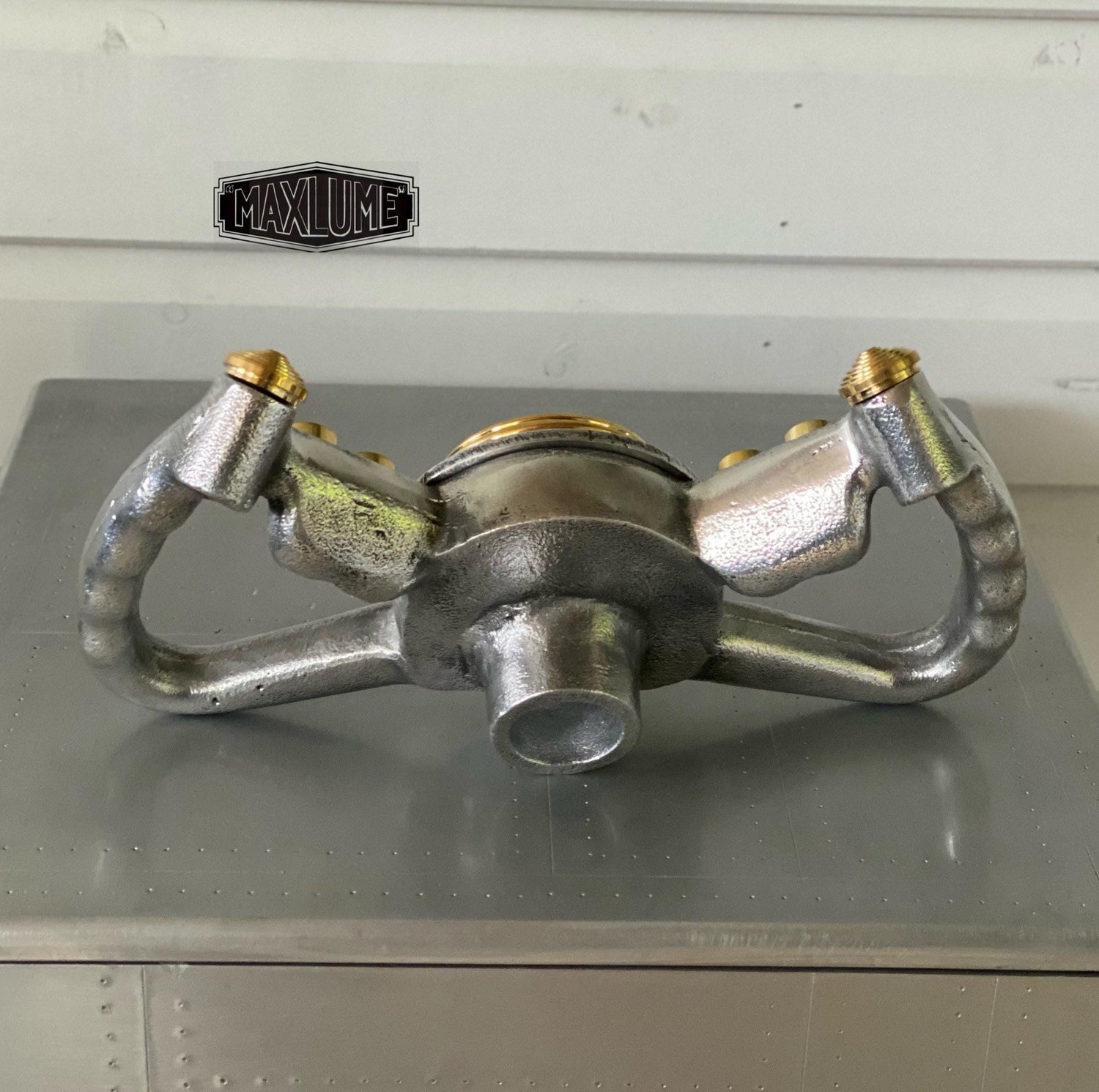 Cockpit Pilots Yoke Aviator Solid Brass Ships Clock Compass Nautical Vintage Industrial Pilot Decor