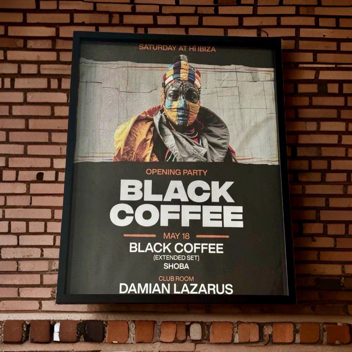 Black Coffee ~ Genuine Ibiza Framed Dj Artwork | Hi Ibiza | A3 Luxury Black Frame