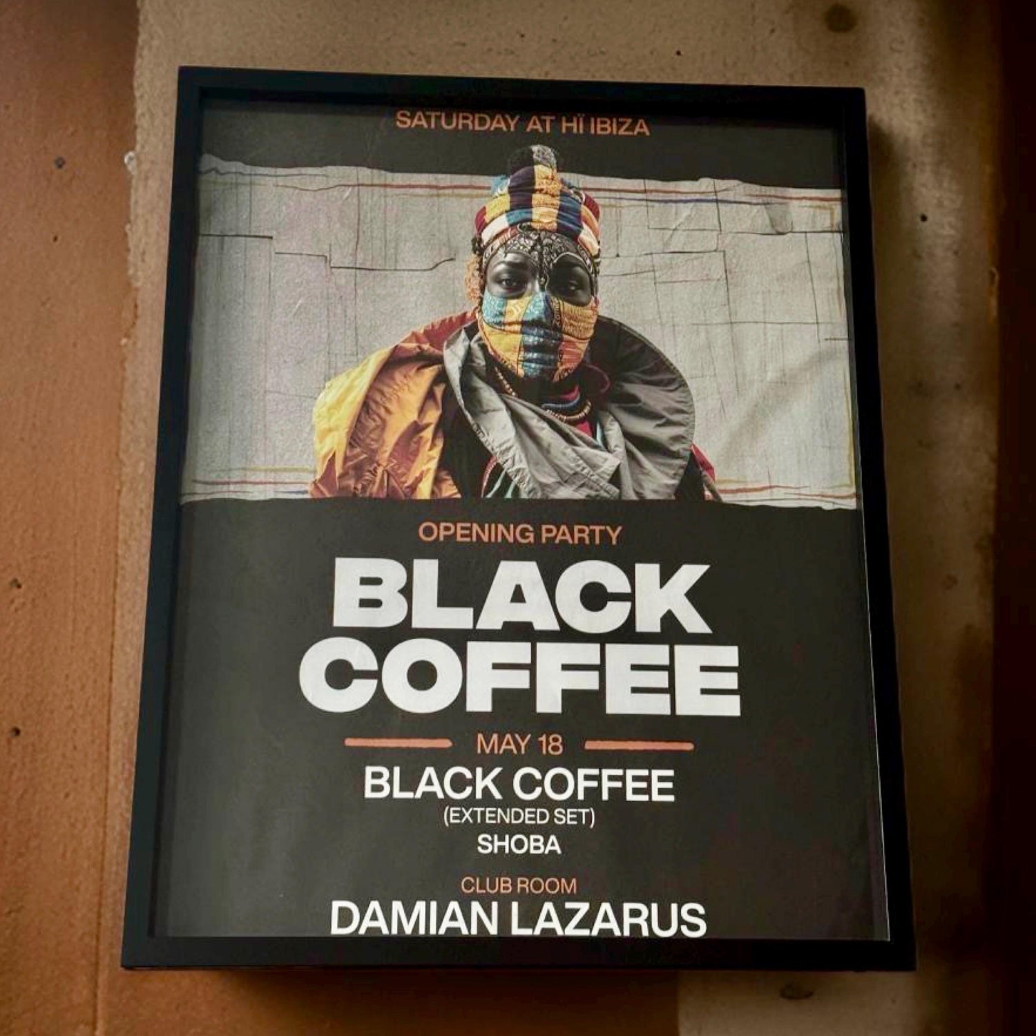 Black Coffee ~ Genuine Ibiza Framed Dj Artwork | Hi Ibiza | A3 Luxury Black Frame