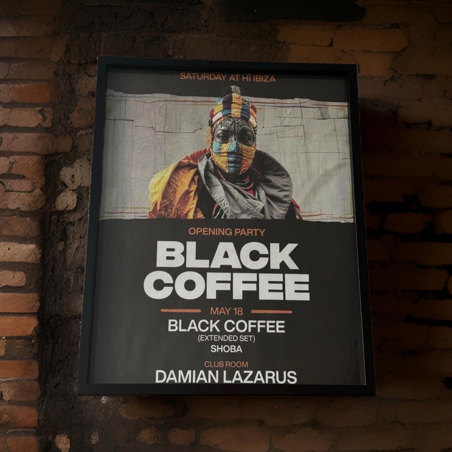 Black Coffee ~ Genuine Ibiza Framed Dj Artwork | Hi Ibiza | A3 Luxury Black Frame