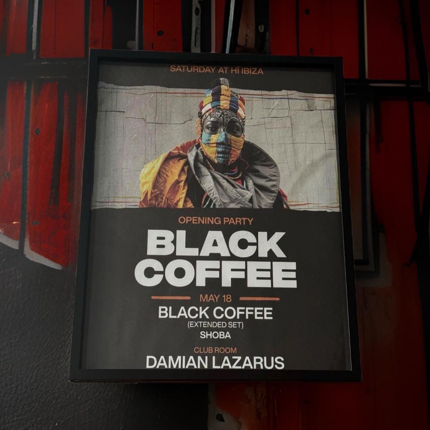 Black Coffee ~ Genuine Ibiza Framed Dj Artwork | Hi Ibiza | A3 Luxury Black Frame