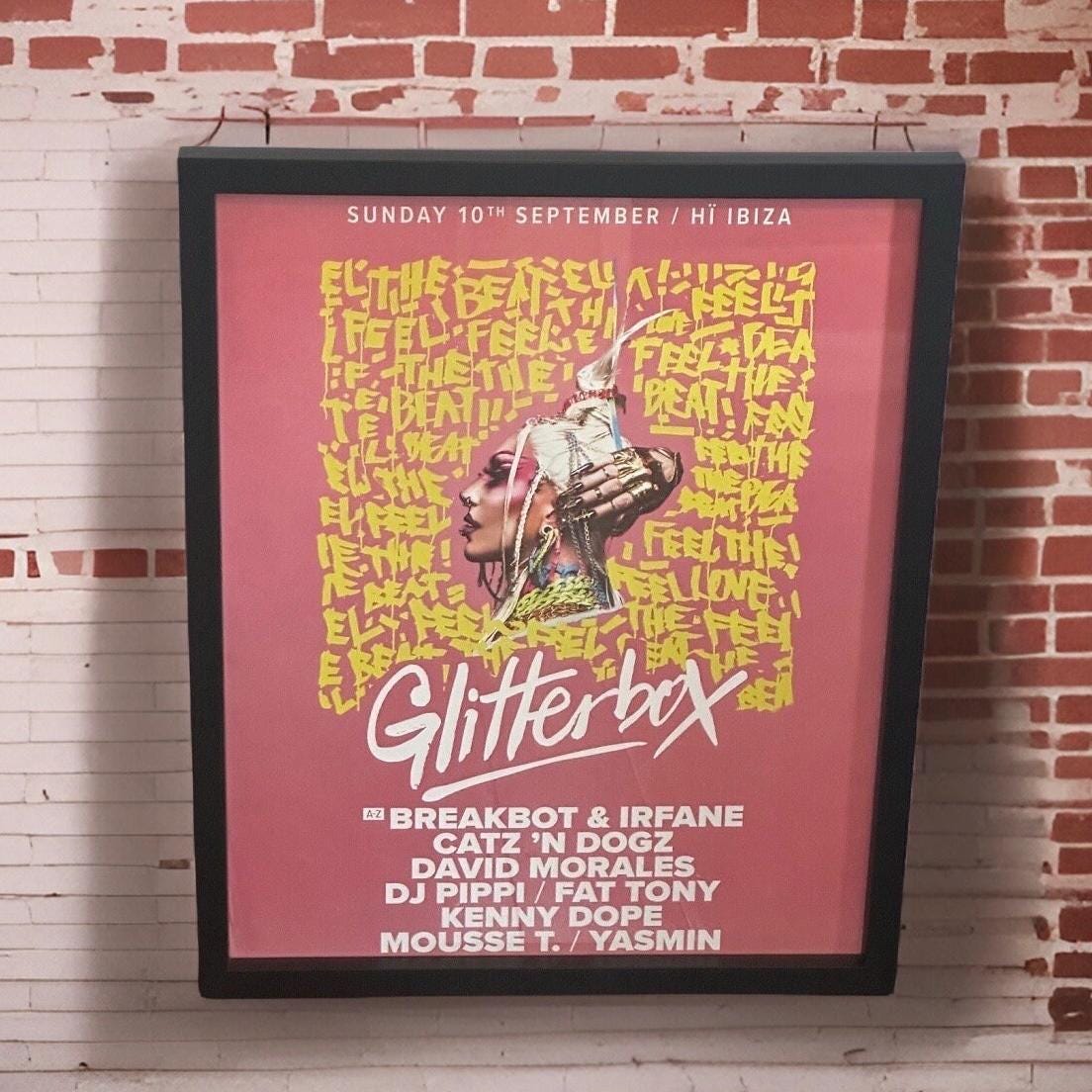 Glitterbox ~ Genuine Hi Ibiza Framed Dj Artwork | A3 Luxury Black Frame