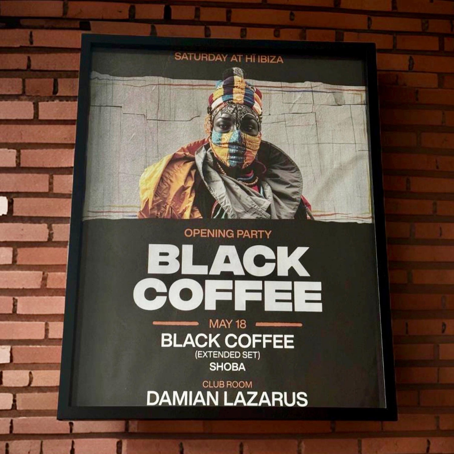 Black Coffee ~ Genuine Ibiza Framed Dj Artwork | Hi Ibiza | A3 Luxury Black Frame