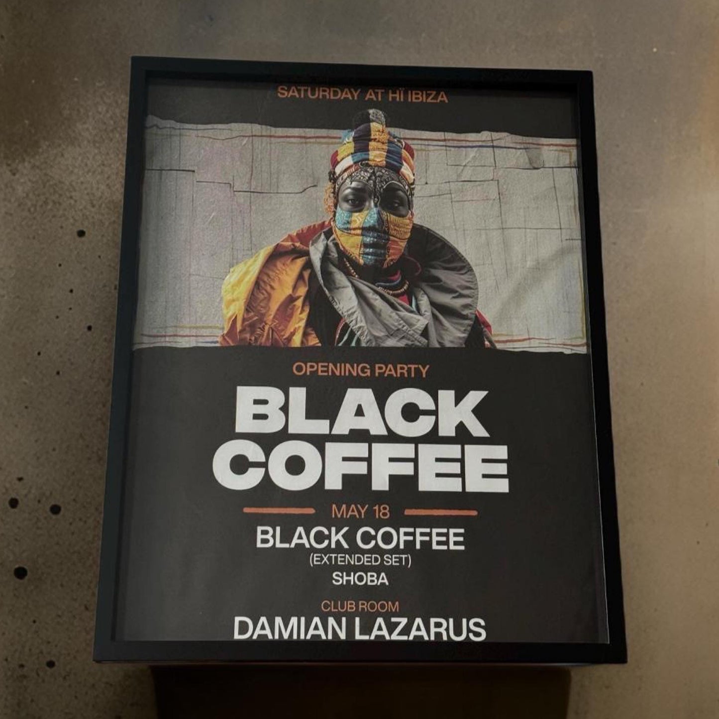 Black Coffee ~ Genuine Ibiza Framed Dj Artwork | Hi Ibiza | A3 Luxury Black Frame
