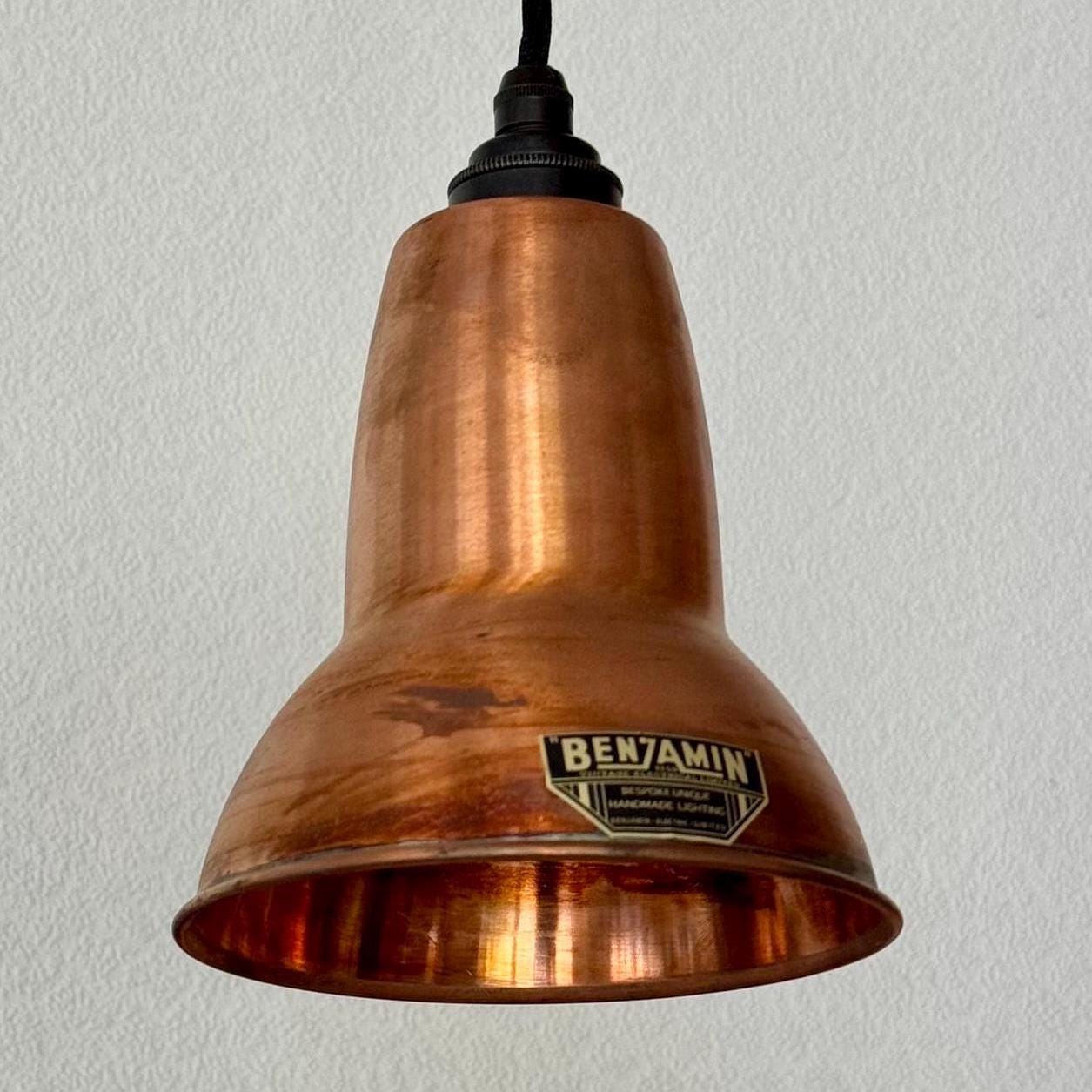 Alby ~ 3 x Antique Copper Lampshade Pendant Set Wooden Track Light | Dining Room | Kitchen Table