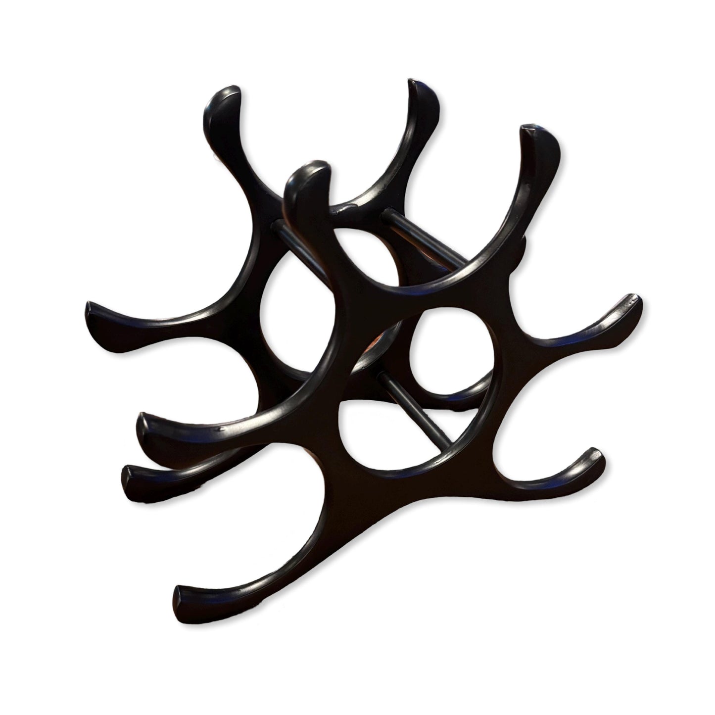 6 Bottle Wine Rack Holder Solid Cast | Wine | Champagne Storage Antique Brass | Polished Aluminium | Matt Black | Black Copper