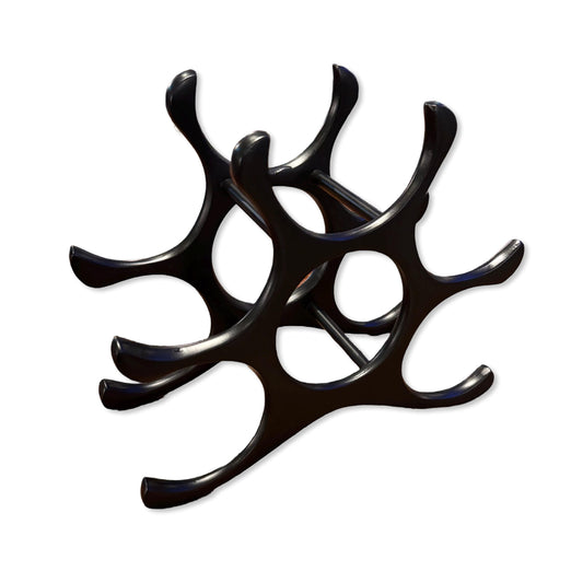 6 Bottle Wine Rack Holder Solid Cast | Wine | Champagne Storage Antique Brass | Polished Aluminium | Matt Black | Black Copper