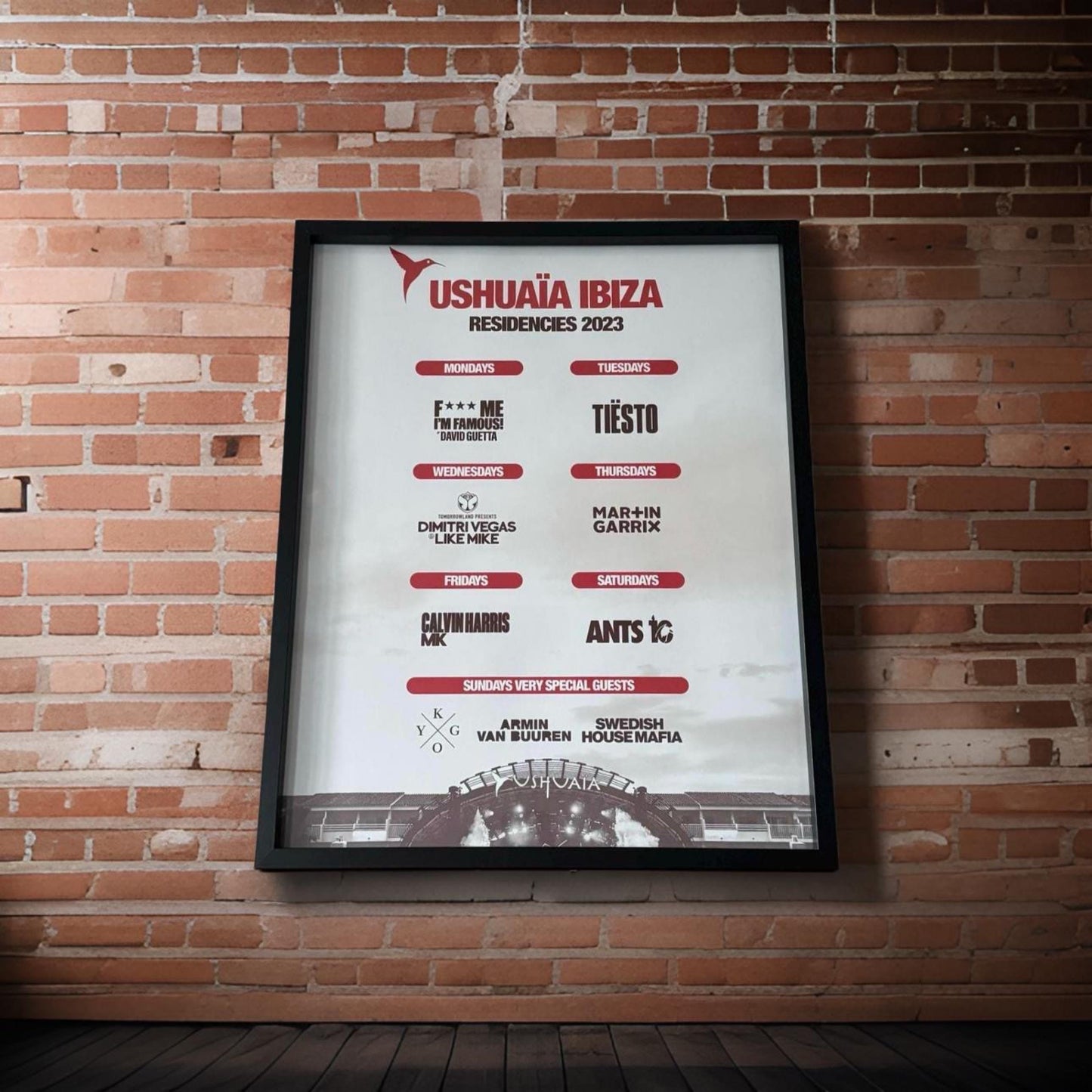 Ushuaia ~ Genuine Official Ibiza Framed Dj Artwork Travel Poster | Luxury Black Frame