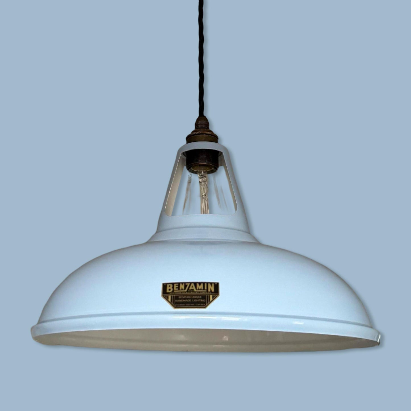 Cawston XL - Light Sky Blue Slotted Lampshade Pendant Set Light *Worn* - 14 Inch