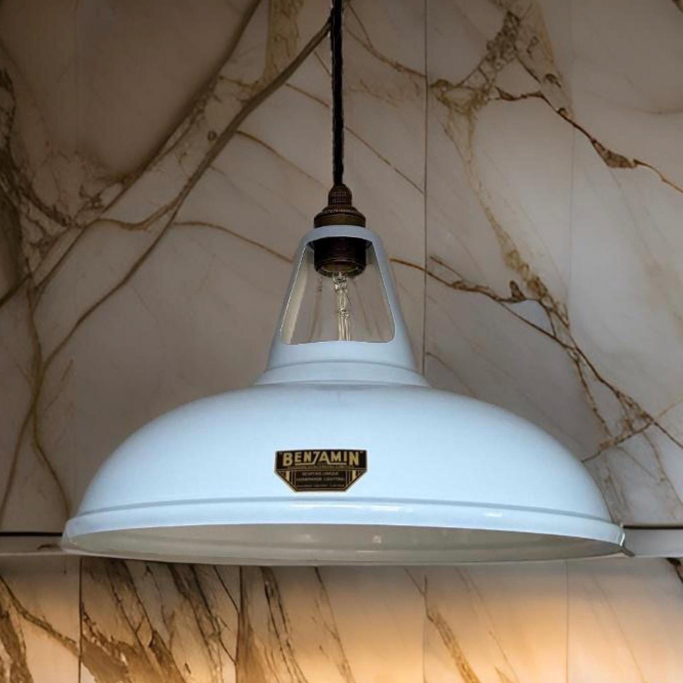 Cawston XL - Light Sky Blue Slotted Lampshade Pendant Set Light *Worn* - 14 Inch