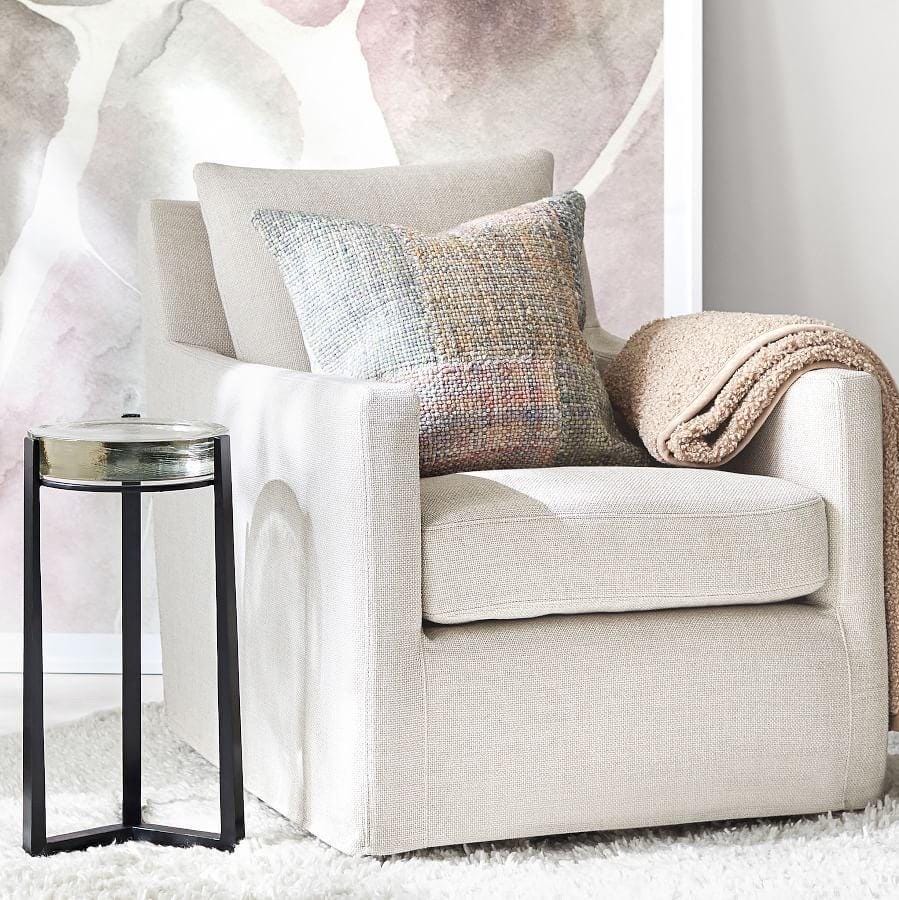 Solid Glass Round Accent Side Coffee Table Retro