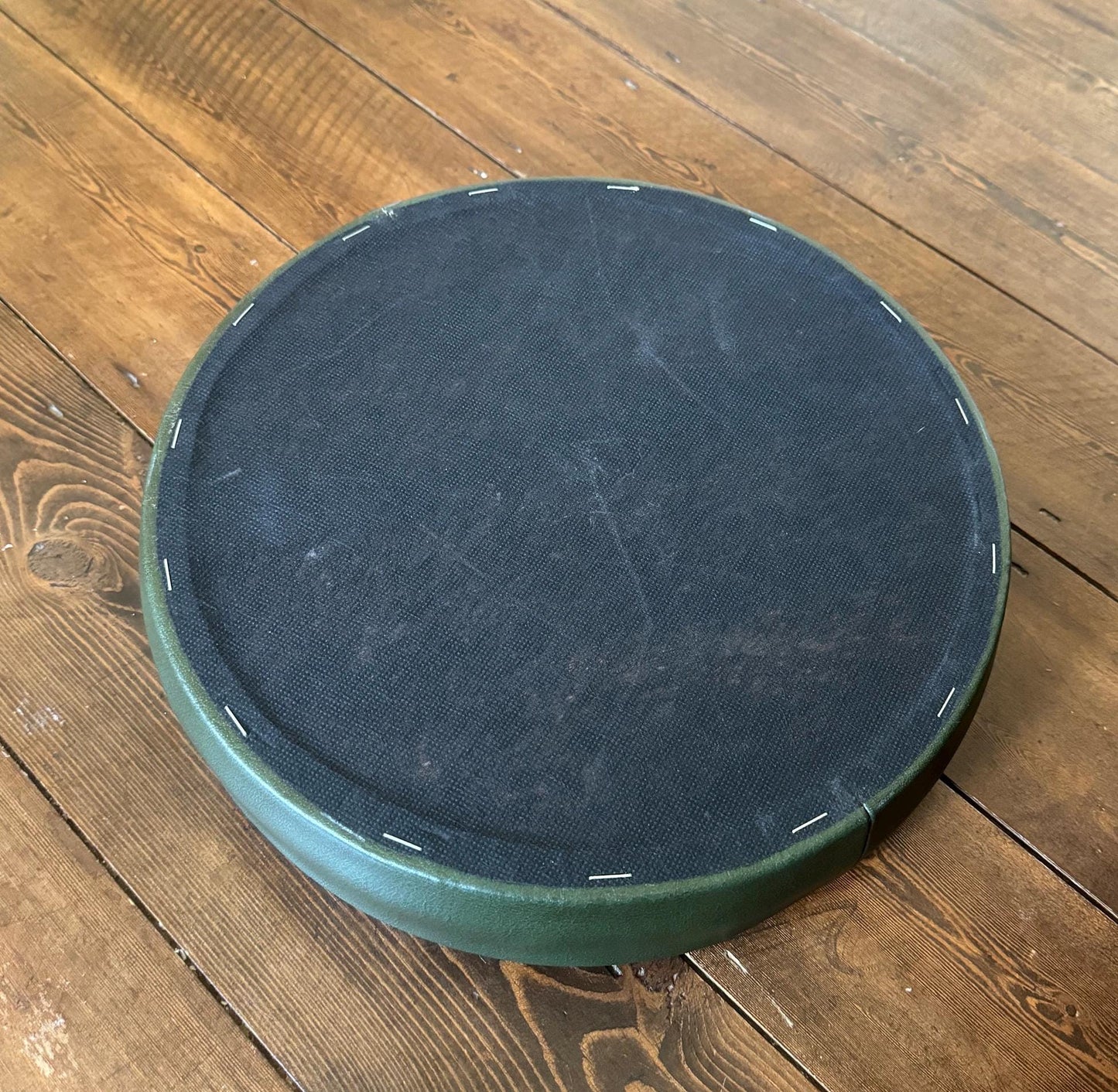 New Genuine Leather Vintage Green Bar Stool Top Handmade | Vintage Style | Replacement Seat 12 Inch