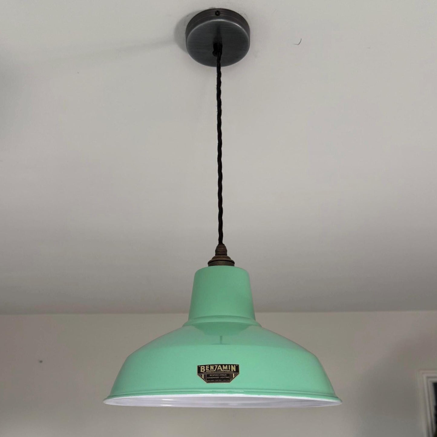 Filby ~ Fresh Teal Green RLM Reflector Lampshade Pendant Set Light ~ 12.5 Inch