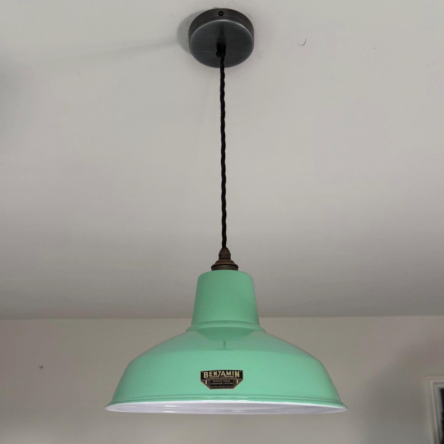 Filby ~ Fresh Teal Green RLM Reflector Lampshade Pendant Set Light ~ 12.5 Inch
