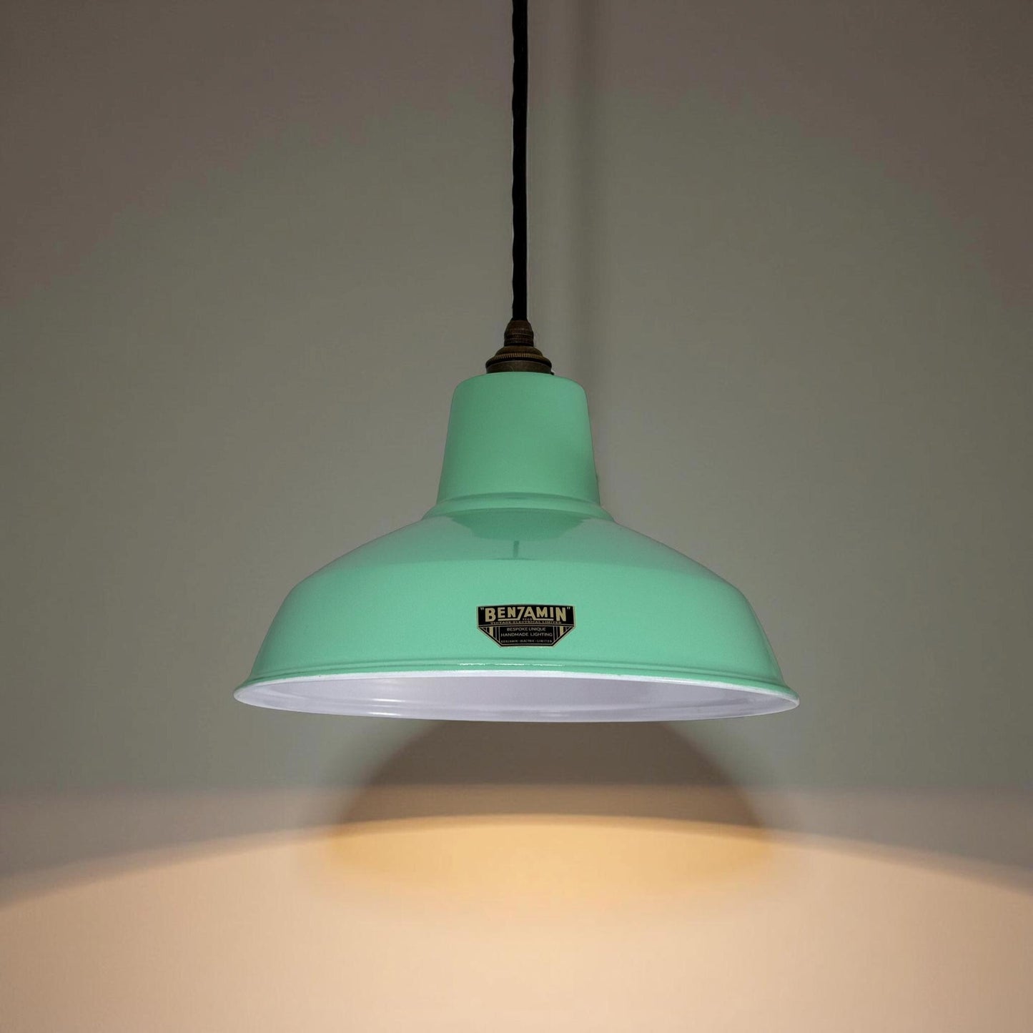 Filby ~ Fresh Teal Green RLM Reflector Lampshade Pendant Set Light ~ 12.5 Inch