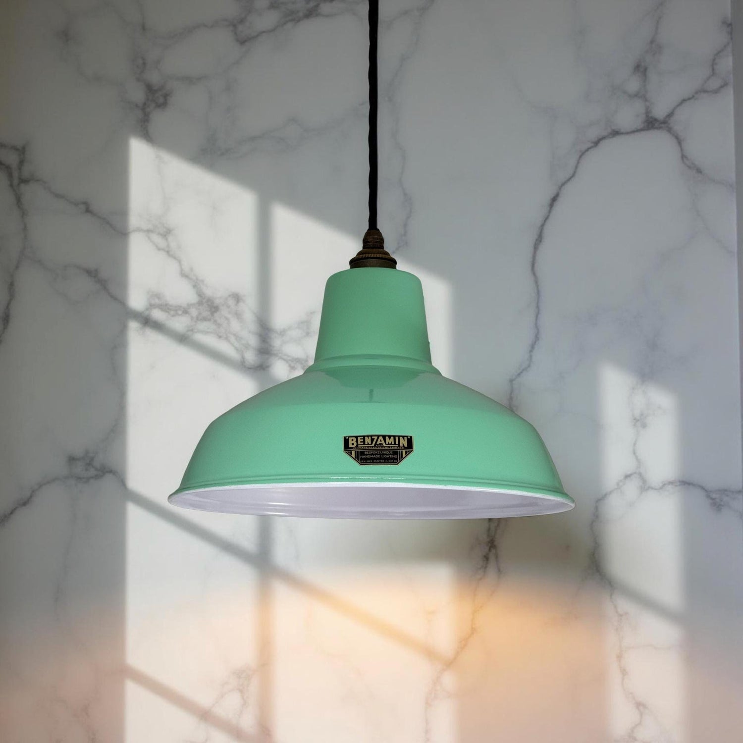 Filby ~ Fresh Teal Green RLM Reflector Lampshade Pendant Set Light ~ 12.5 Inch