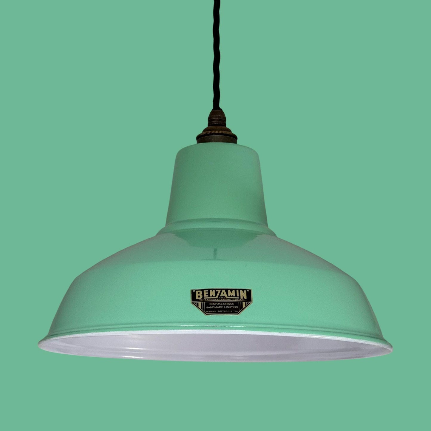 Filby ~ Fresh Teal Green RLM Reflector Lampshade Pendant Set Light ~ 12.5 Inch