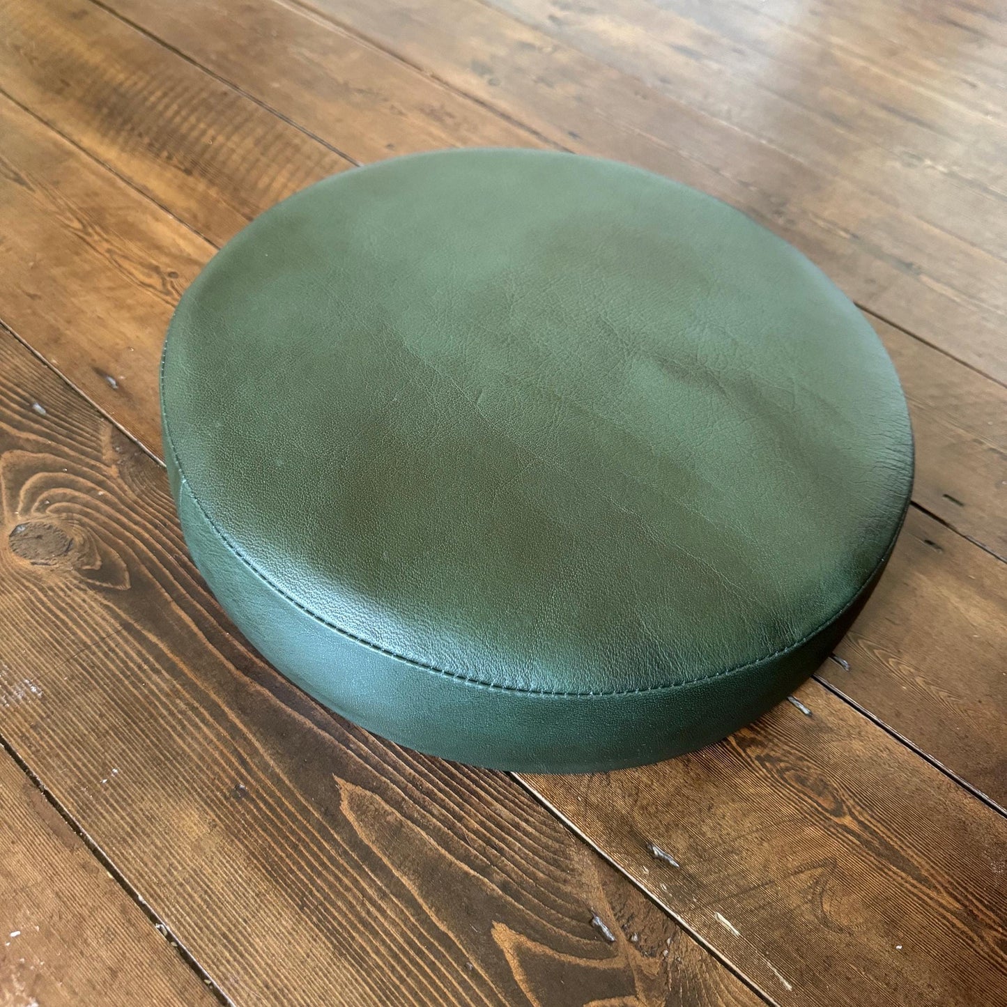 New Genuine Leather Vintage Green Bar Stool Top Handmade | Vintage Style | Replacement Seat 12 Inch