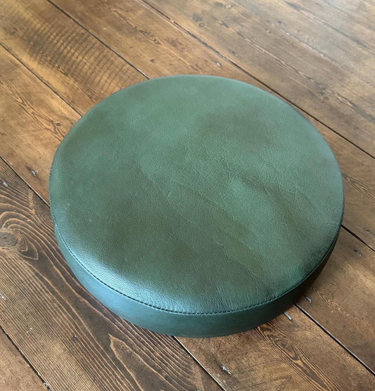 New Genuine Leather Vintage Green Bar Stool Top Handmade | Vintage Style | Replacement Seat 12 Inch