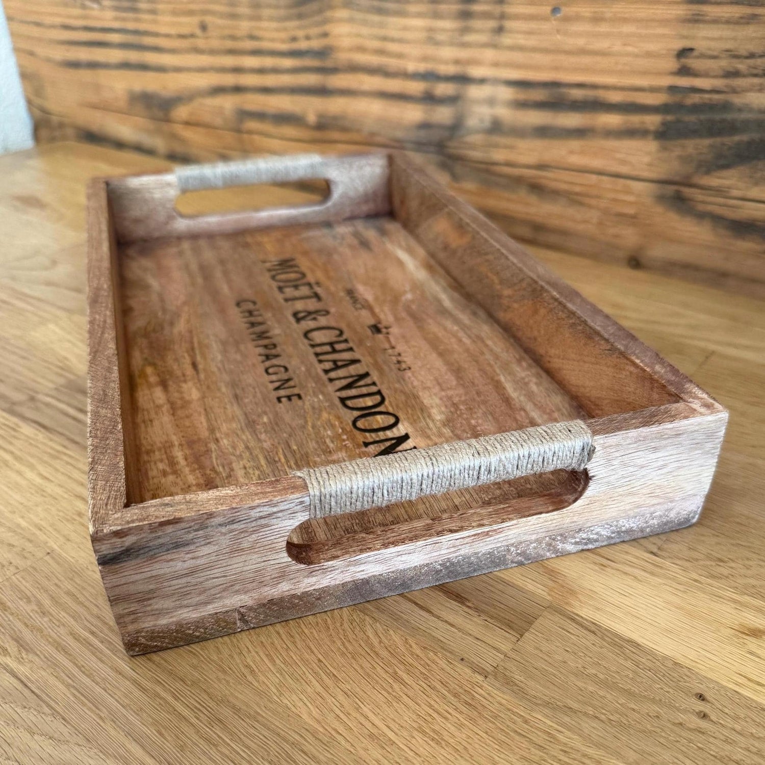 Wooden Serving Trays Moët & Chandon Champagne Butlers Crates Storage Boxes Natural Finish