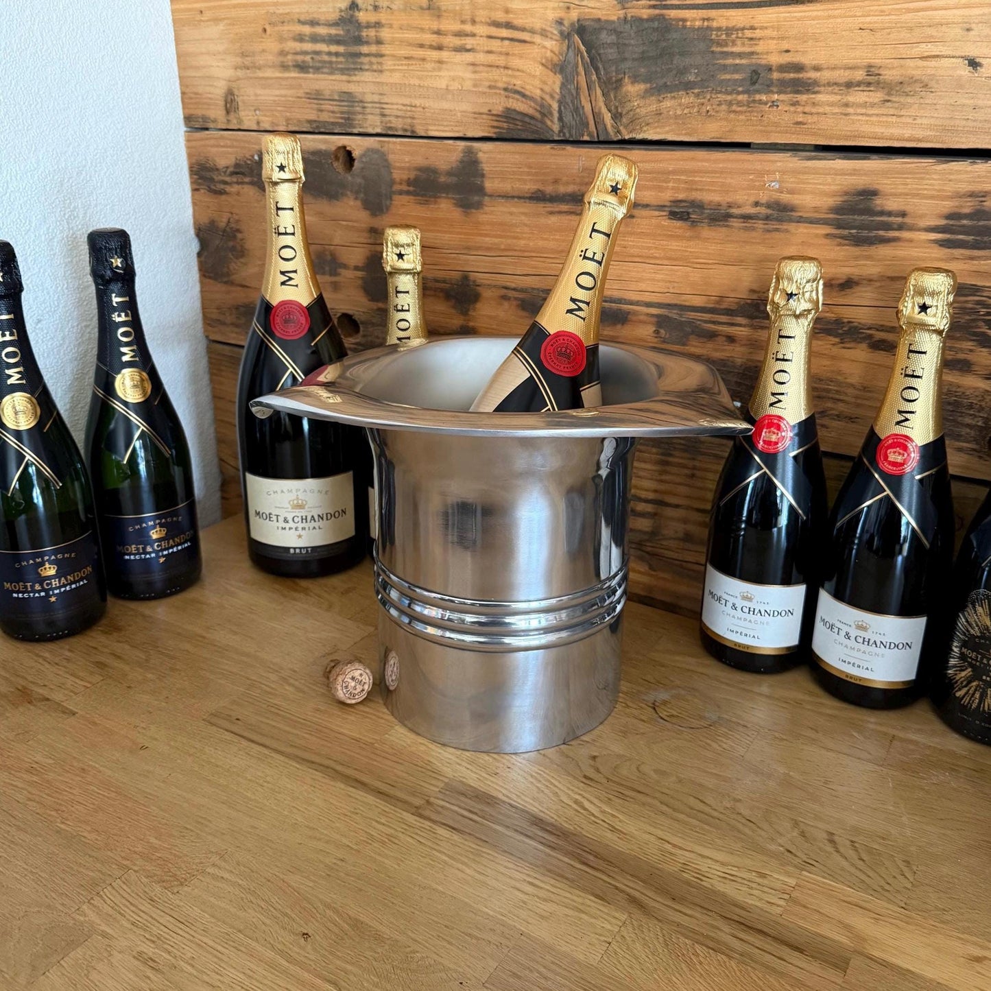 XL Top Hat ~ Solid Cast Champagne Ice Bucket | Wine Cooler Bath