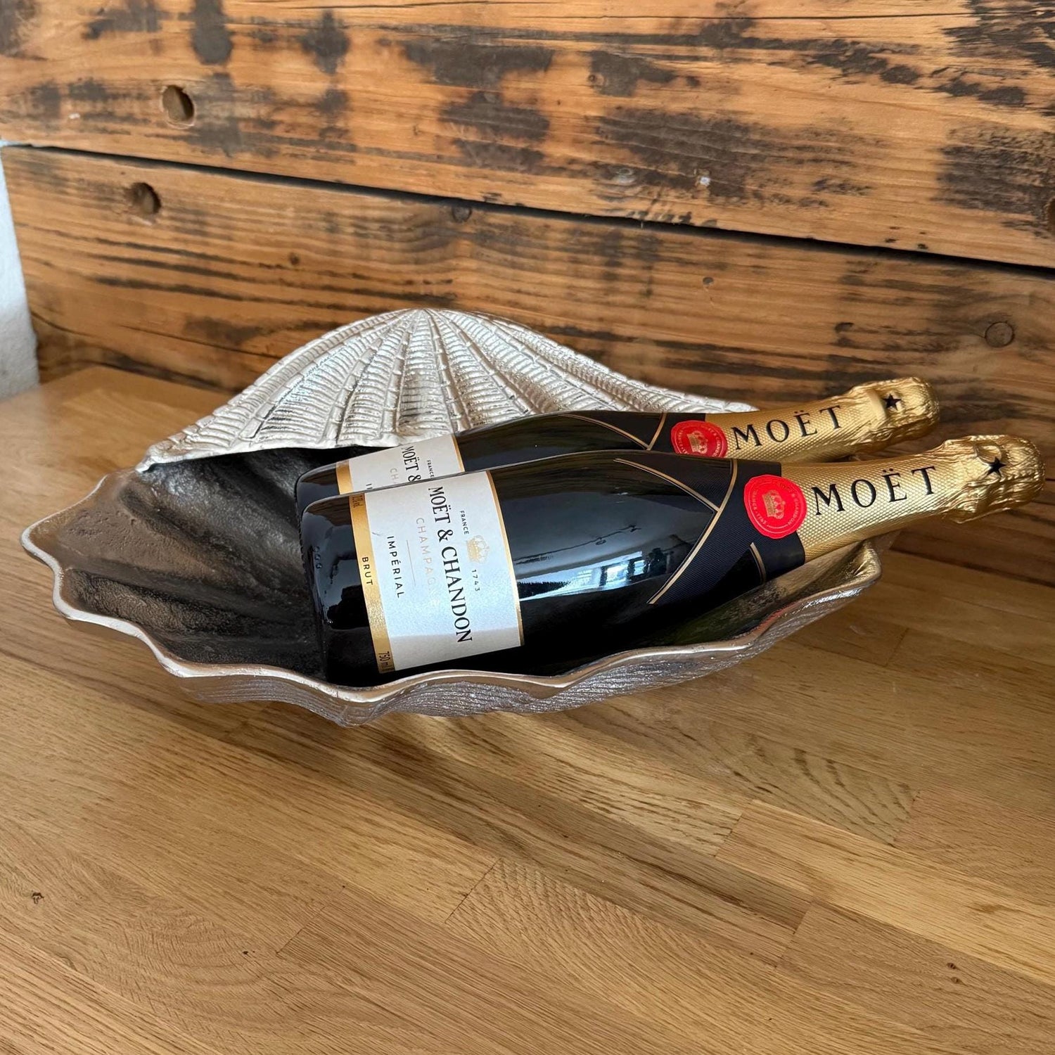 Clam Shell XXL ~ Solid Champagne Ice Bucket ~ Wine Cooler ~ Fruit Bowl