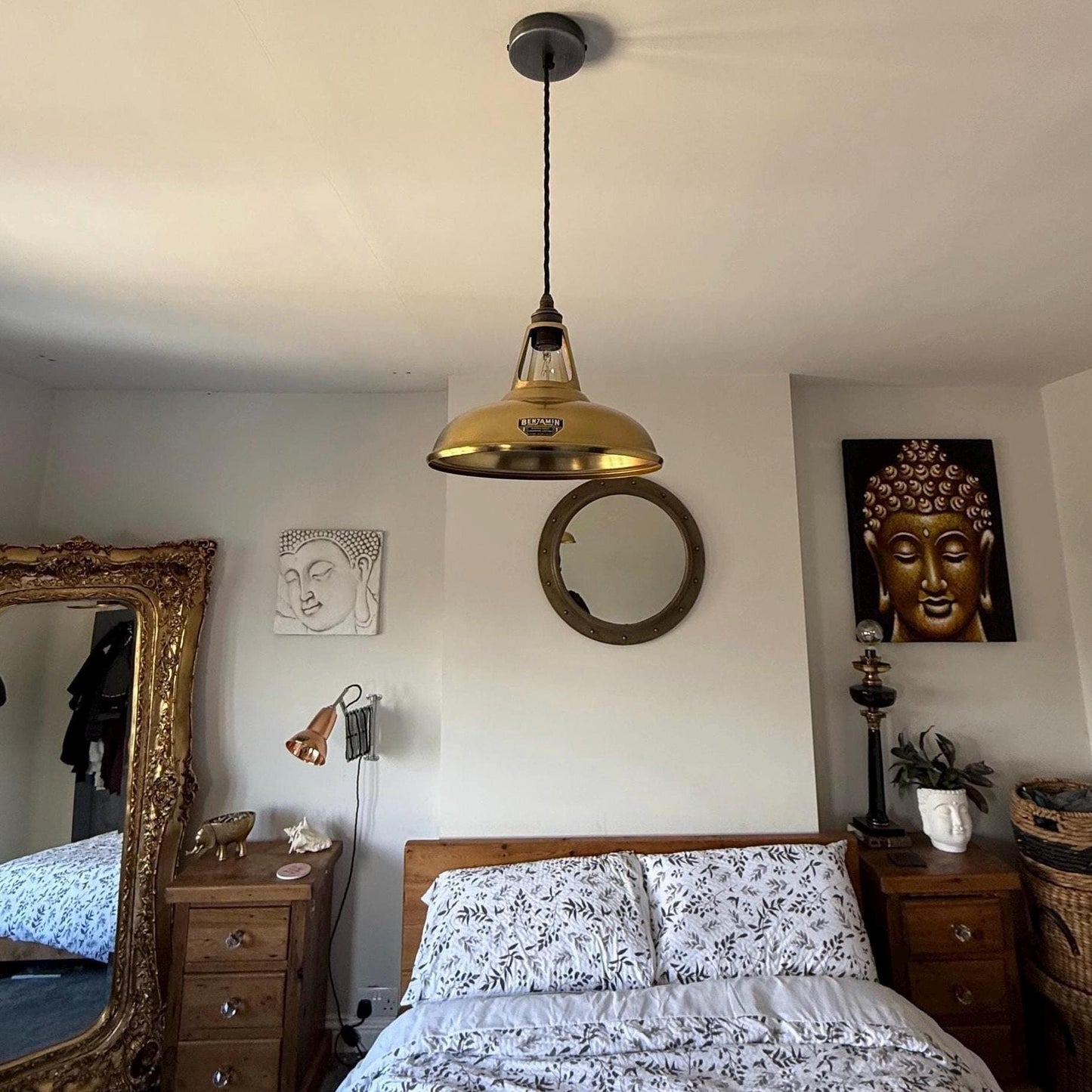 Cawston - Antique Brushed Brass Slotted Lampshade Pendant Ceiling Light - 11 Inch