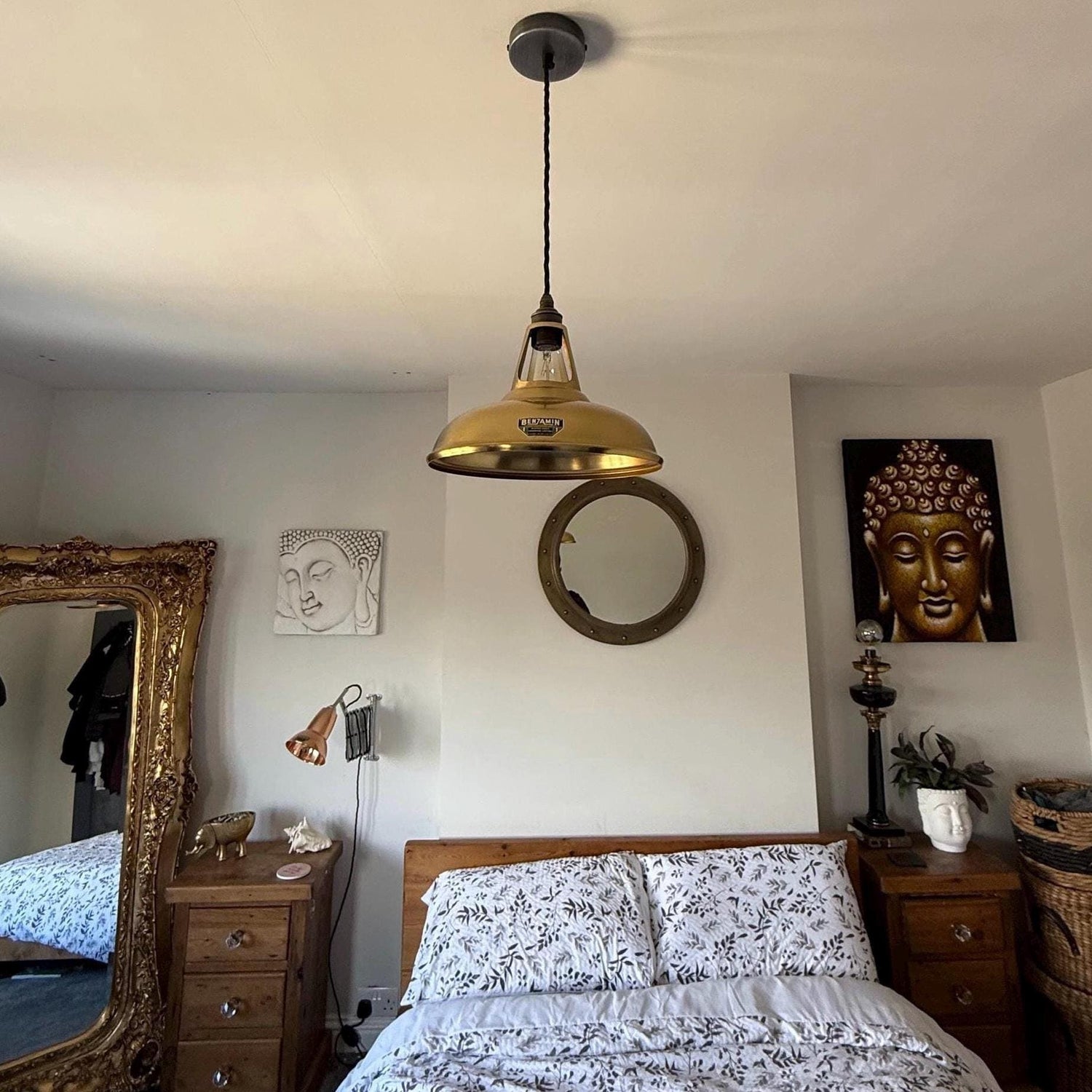 Cawston - Antique Brushed Brass Slotted Lampshade Pendant Ceiling Light - 11 Inch