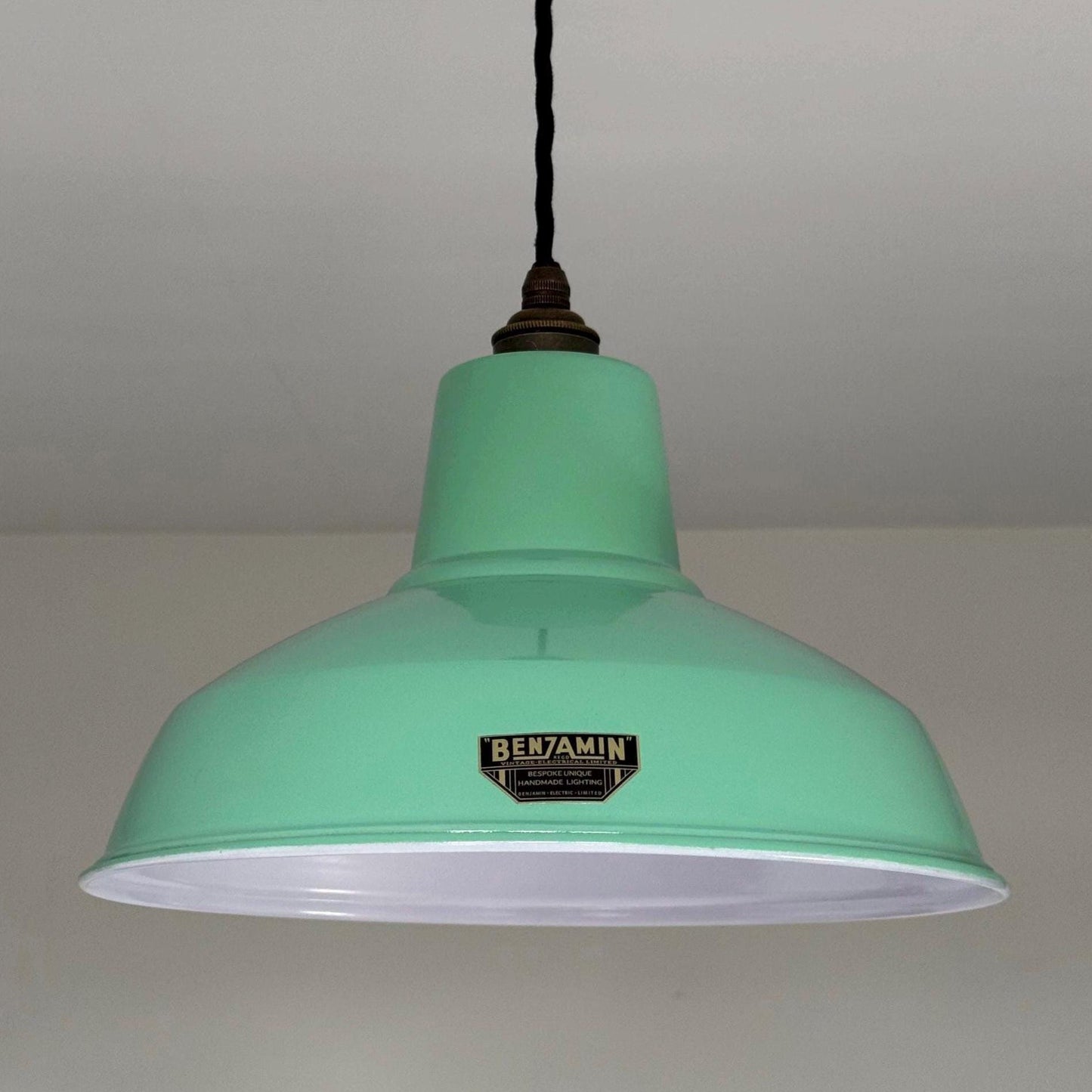 Filby ~ Fresh Teal Green RLM Reflector Lampshade Pendant Set Light ~ 12.5 Inch