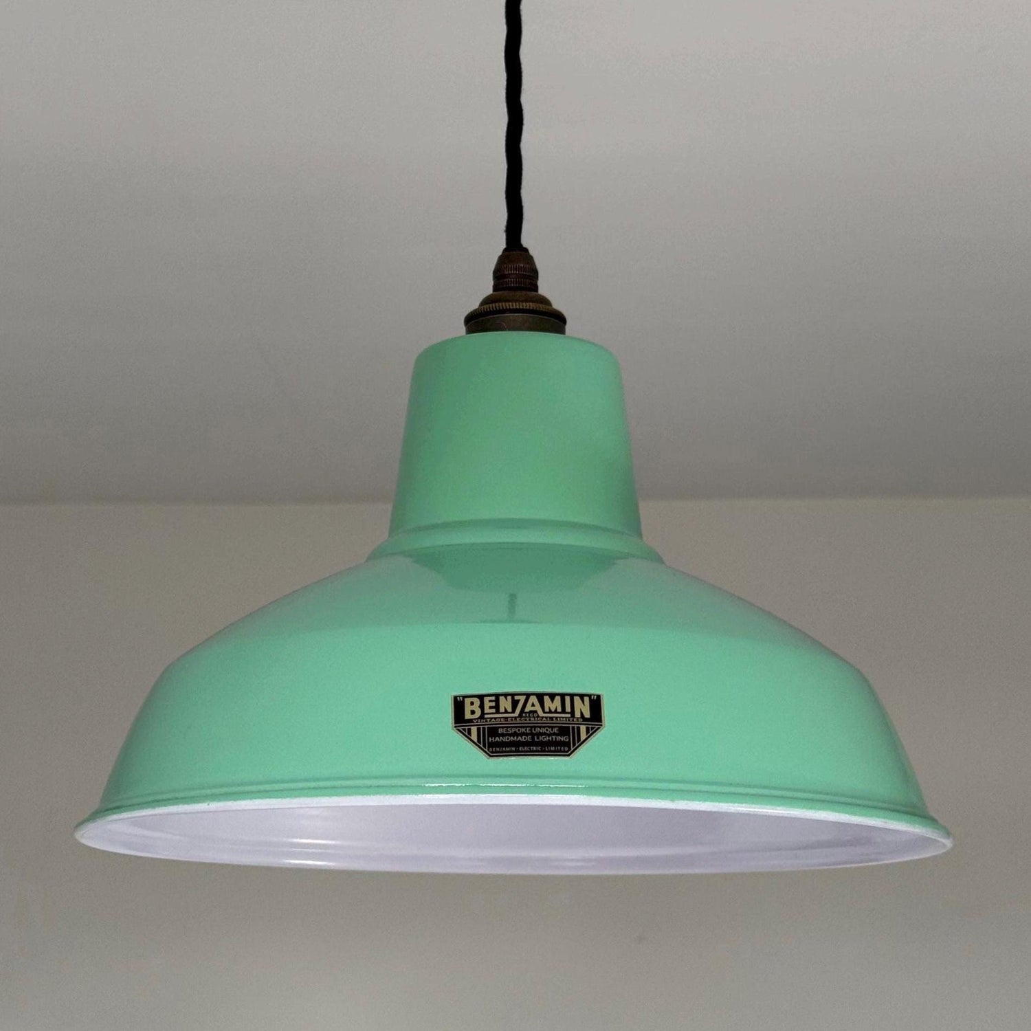 Filby ~ Fresh Teal Green RLM Reflector Lampshade Pendant Set Light ~ 12.5 Inch