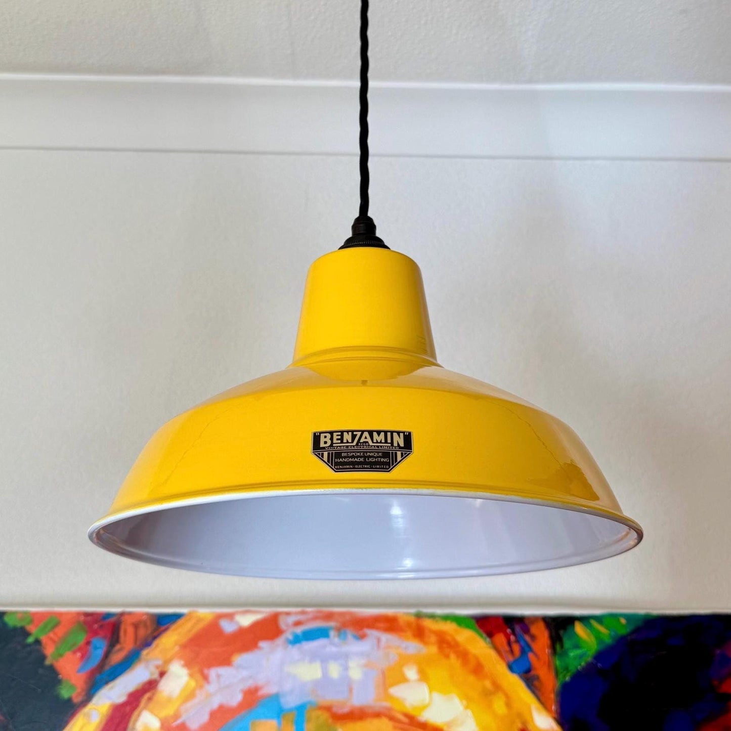 Filby ~ 3 x Summer Yellow Lampshade Pendant Set Wooden Track Light | Dining Room | Kitchen Table