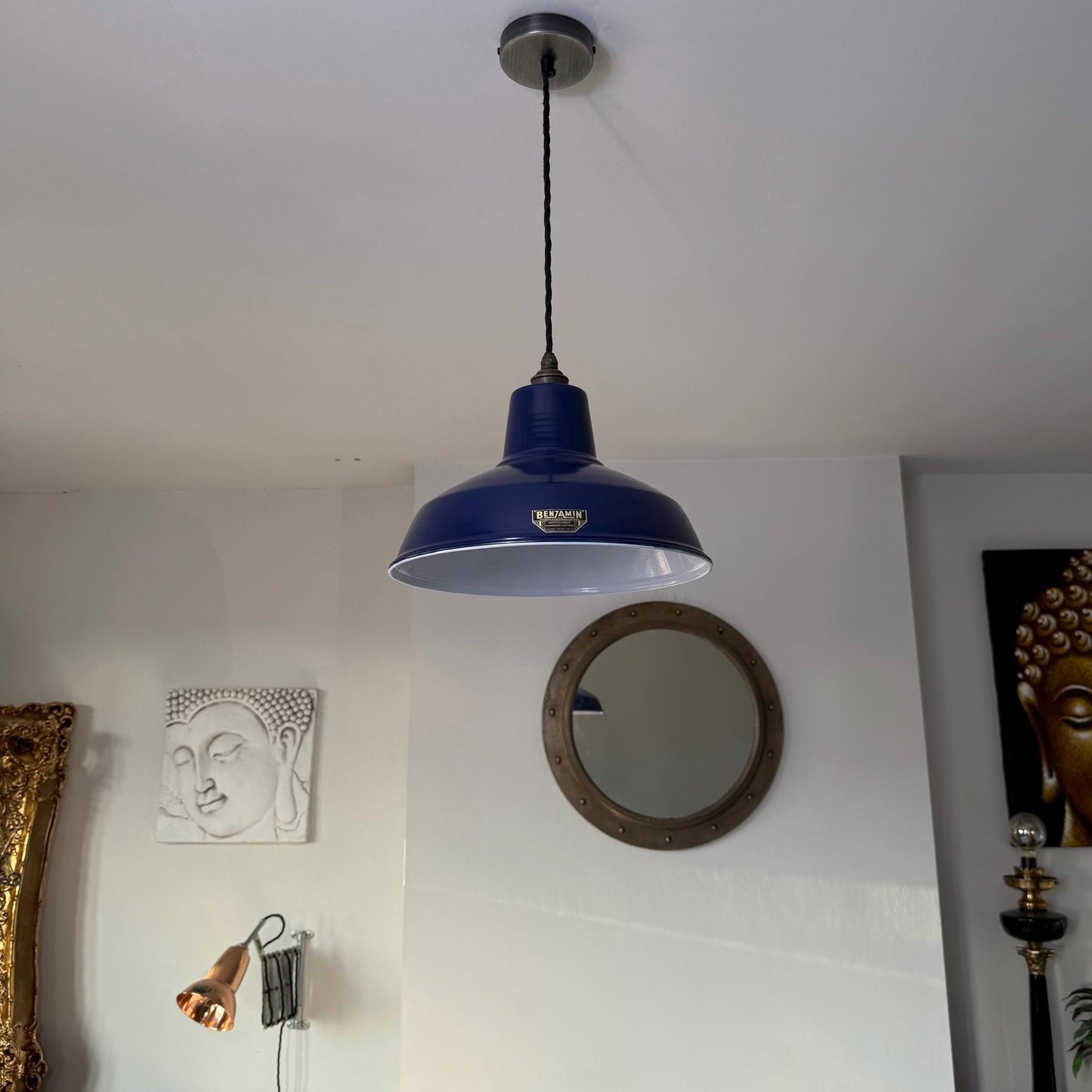 Filby - Royal Blue RLM Reflector Lampshade Pendant Set Light - 12.5 Inch