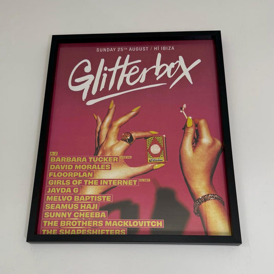 Glitterbox - Genuine Hi Ibiza Framed Dj Artwork | A3 Luxury Black Frame
