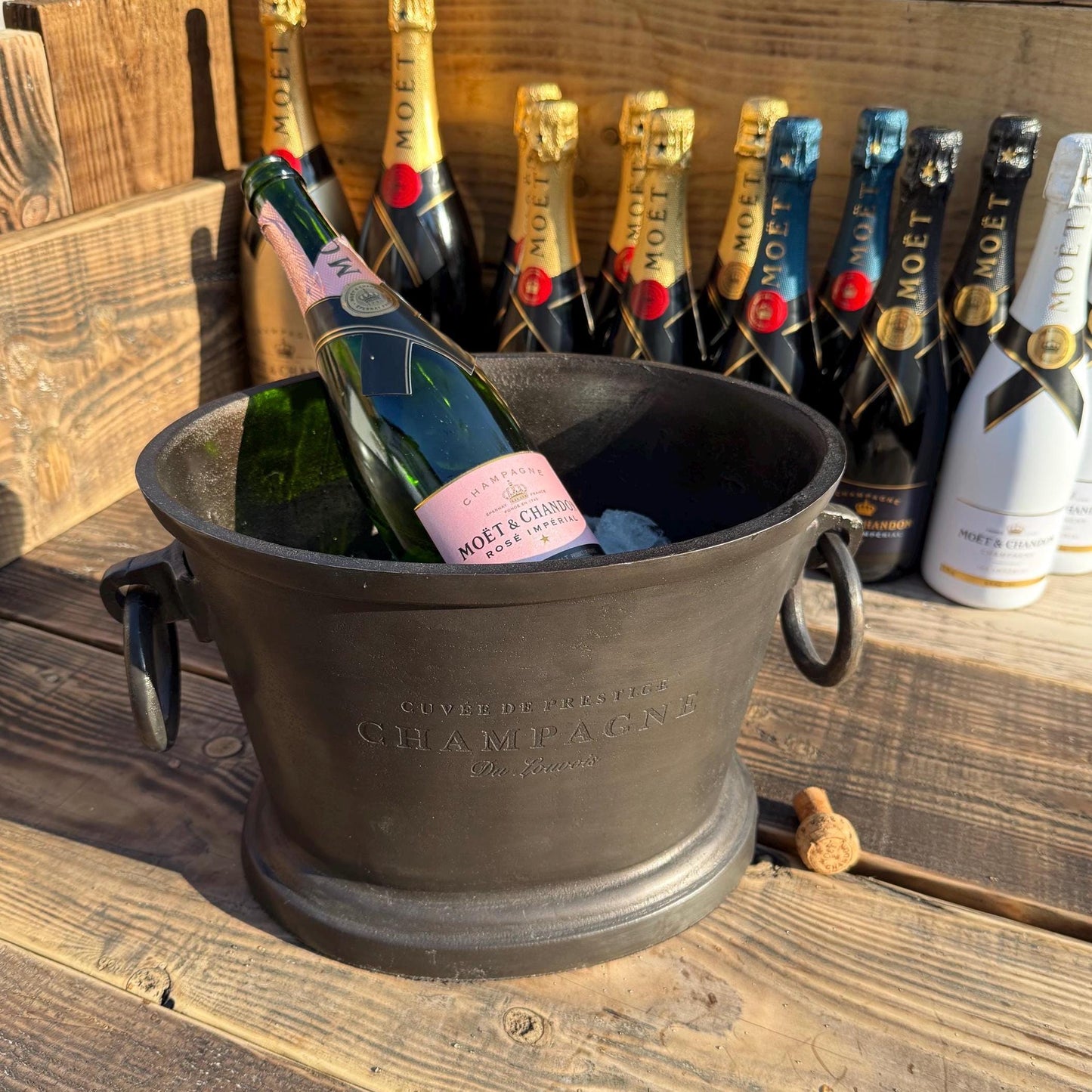 Black Copper ~ Great Gatsby ~ Solid Cast Engraved Champagne Ice Bucket | Wine Cooler